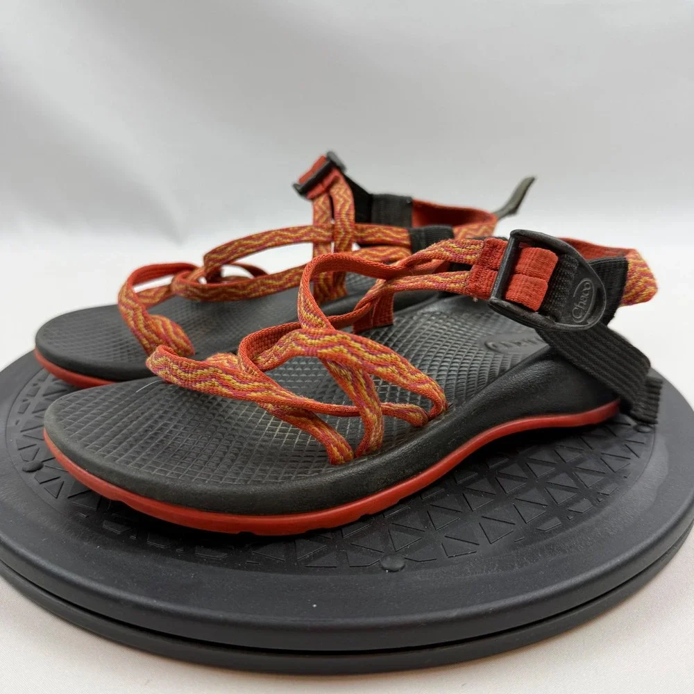 Chaco Kids Z1 Ecotread Sport Sandals Orange Black Chevron Size 3 Big Kids